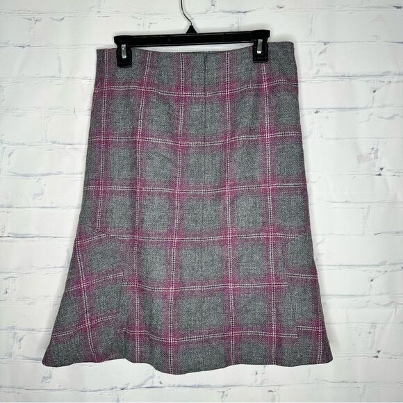 Plaid A-Line Skirt - Gray and Pink - Picture 2 of 4